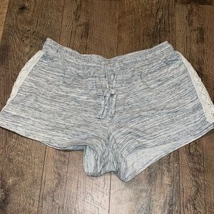 Just be cotton blend lounge shorts heather gray with lace detail